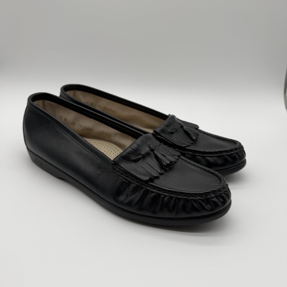 SAS Women's Leather Tassel Kiltie Loafers Tripad Comfort Shoes Ortho Black 10